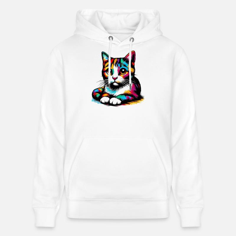 Chat - Sweat à capuche bio CRUISER Stanley/Stella Unisexe - blanc