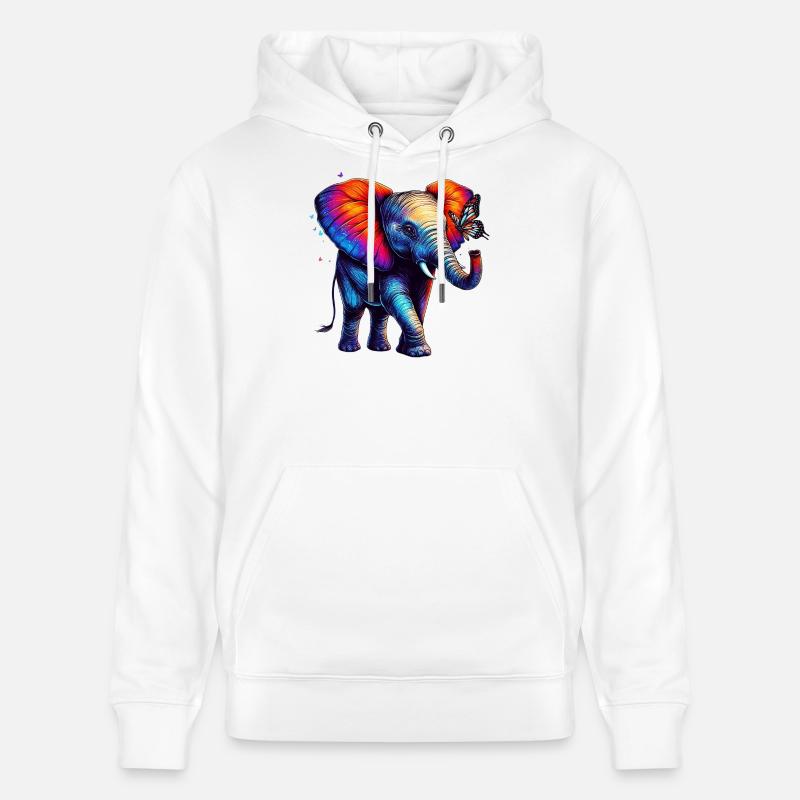 Éléphant et papillon - Sweat à capuche bio CRUISER Stanley/Stella Unisexe - blanc