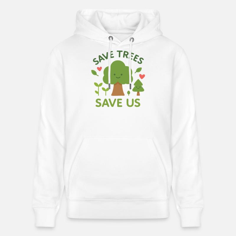 Save trees Save us - Sweat à capuche bio CRUISER Stanley/Stella Unisexe - blanc