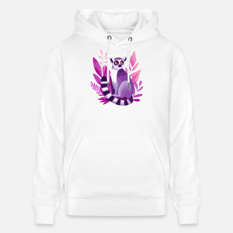 Lémurien violet dans la Jungle Rose - Sweat à capuche bio CRUISER Stanley/Stella Unisexe - blanc