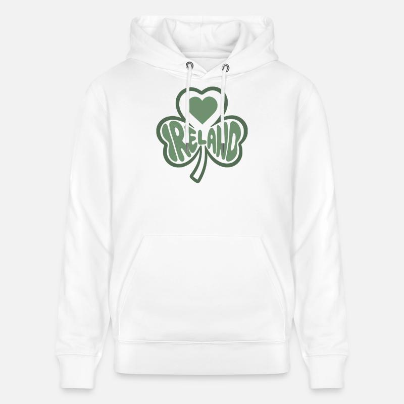 Irlande, Irlande Trèfle au cœur - Sweat à capuche bio CRUISER Stanley/Stella Unisexe - blanc