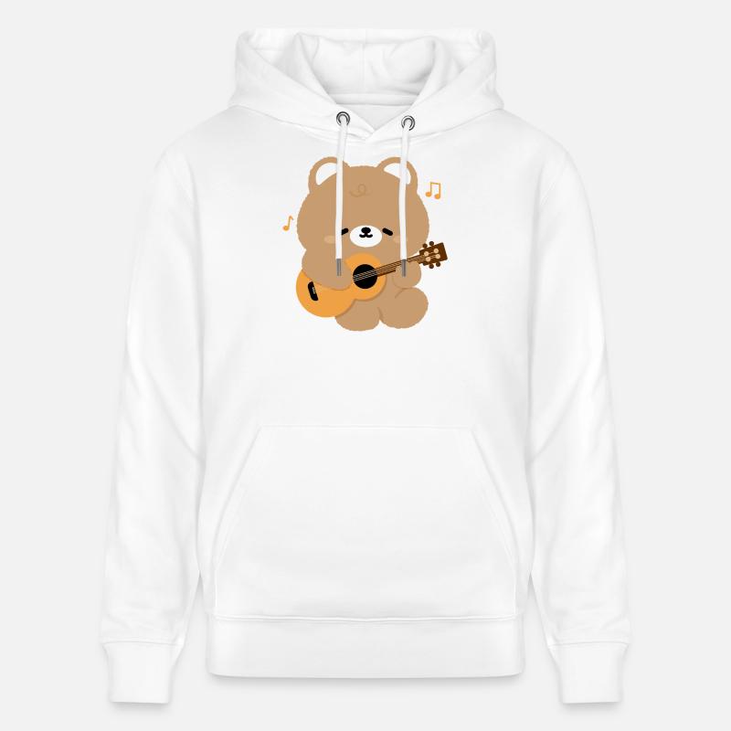 Bear Guitar Serenade - Stanley/Stella Unisex Bio-Hoodie CRUISER  - Weiß