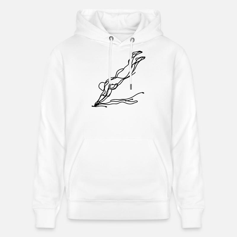 Dessin de nageurs - Sweat à capuche bio CRUISER Stanley/Stella Unisexe - blanc