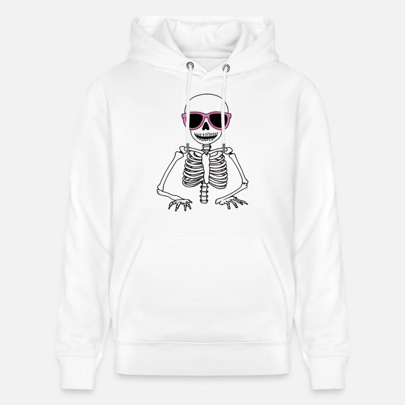 Squelette Halloween Cool - Sweat à capuche bio CRUISER Stanley/Stella Unisexe - blanc