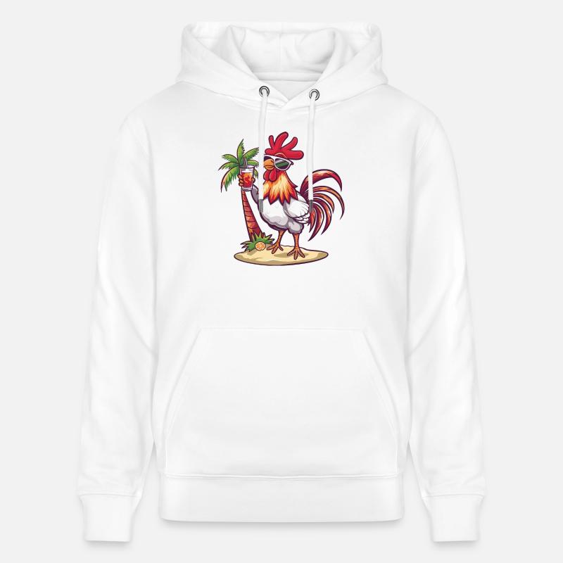 Coq d’été plage bande dessinée - Sweat à capuche bio CRUISER Stanley/Stella Unisexe - blanc