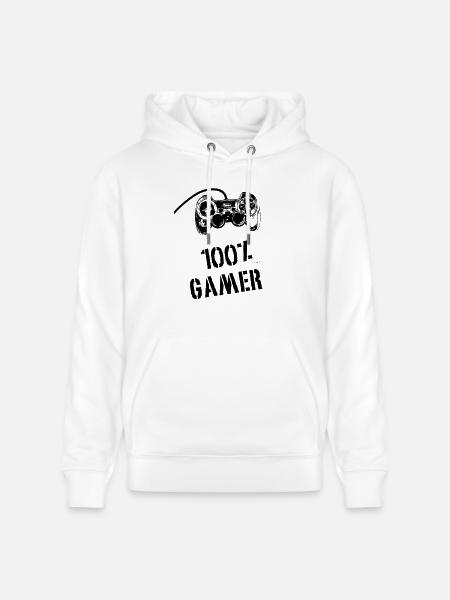 100% Gamer - Stanley/Stella CRUISER Unisex Organic Hoodie - white