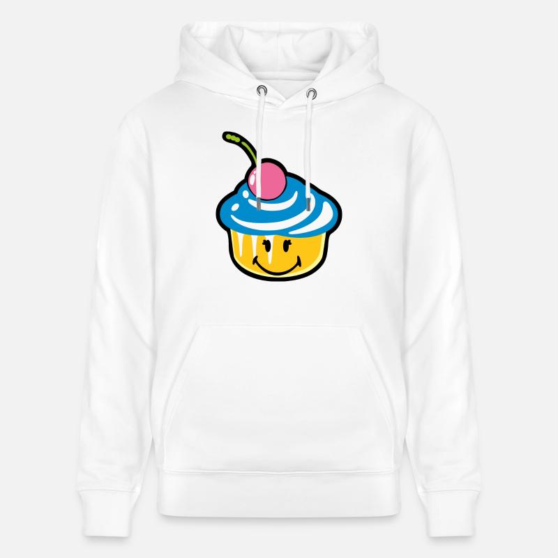 Smiley Kawaii Cupcake - Sweat à capuche bio CRUISER Stanley/Stella Unisexe - blanc