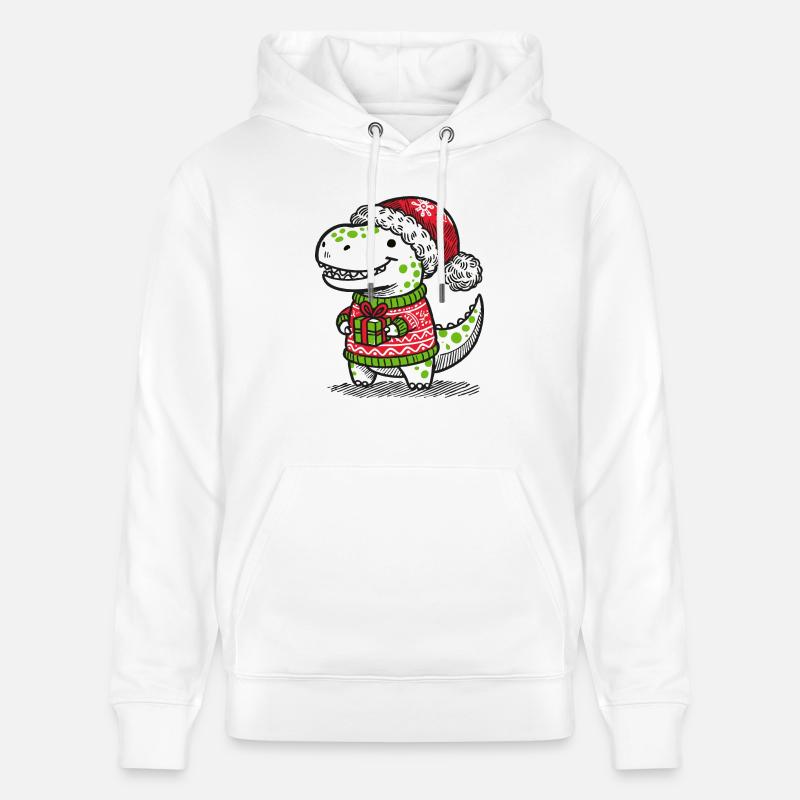 T-Rex de Noël avec cadeau - Sweat à capuche bio CRUISER Stanley/Stella Unisexe - blanc