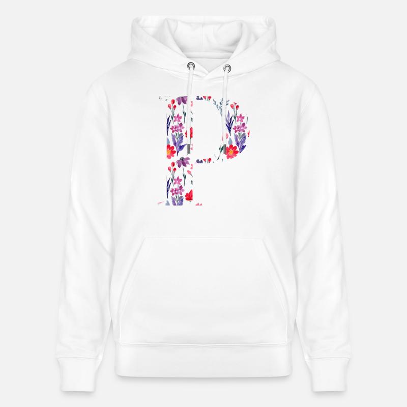 Personalisierter Blumenbuchstabe p - Geschenkidee - Stanley/Stella Unisex Bio-Hoodie CRUISER  - Weiß