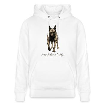 Belgian Buddy - Stanley/Stella Unisex Bio-Hoodie CRUISER  - Weiß - Vorne - Alina (178cm) & Michal (187cm)