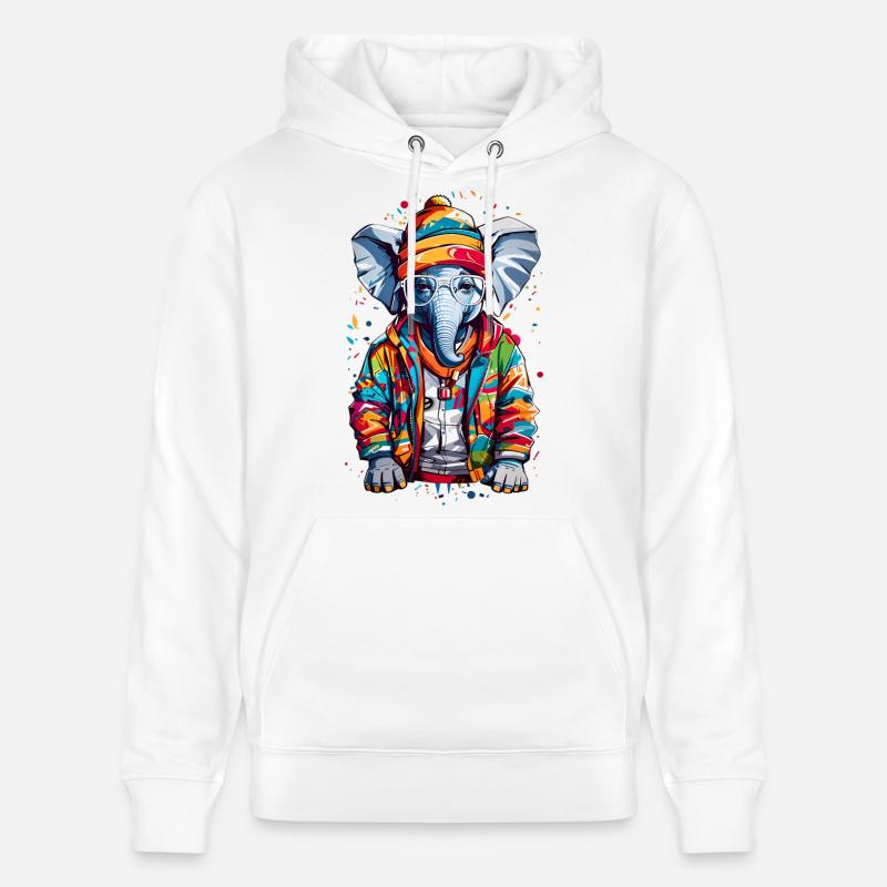 Éléphant cool - Sweat à capuche bio CRUISER Stanley/Stella Unisexe - blanc