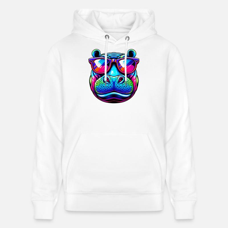Hippopotame - Sweat à capuche bio CRUISER Stanley/Stella Unisexe - blanc