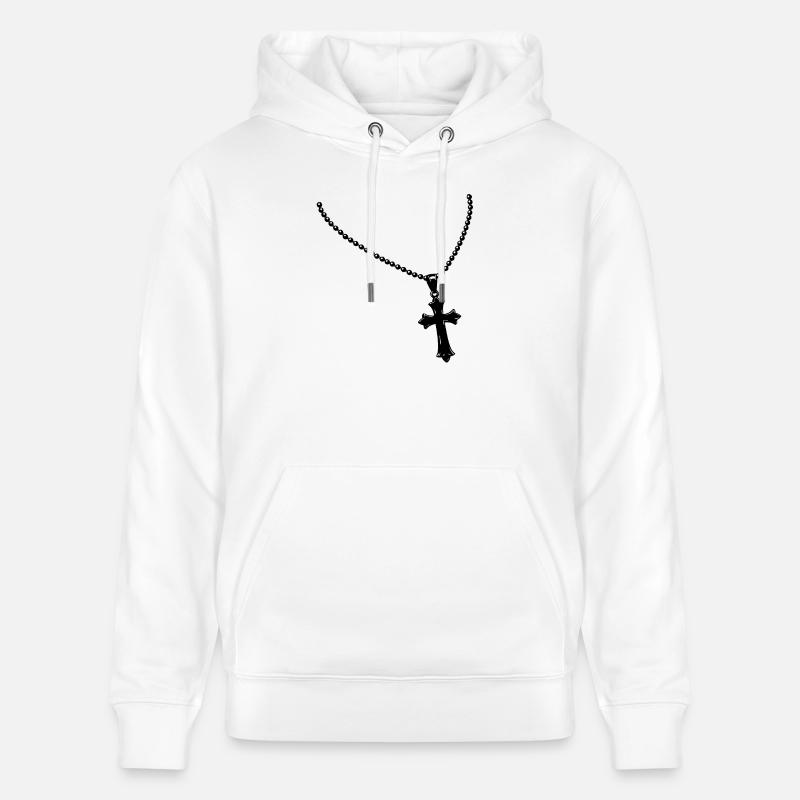 Collier avec croix - Sweat à capuche bio CRUISER Stanley/Stella Unisexe - blanc