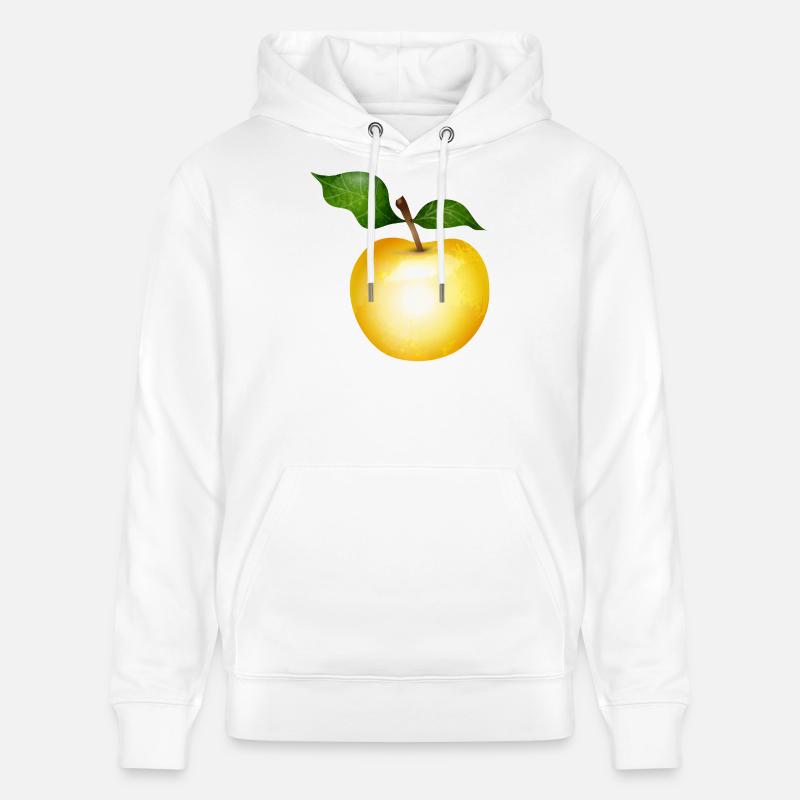 Pomme dorée avec illustration de feuilles vertes - Sweat à capuche bio CRUISER Stanley/Stella Unisexe - blanc