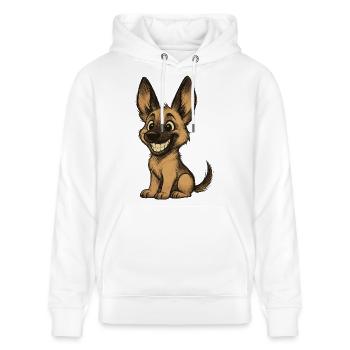 Lustiger Malinois Welpe Cartoon Süßer Schäferhund - Stanley/Stella Unisex Bio-Hoodie CRUISER  - Weiß - Vorne - Alina (178cm) & Michal (187cm)