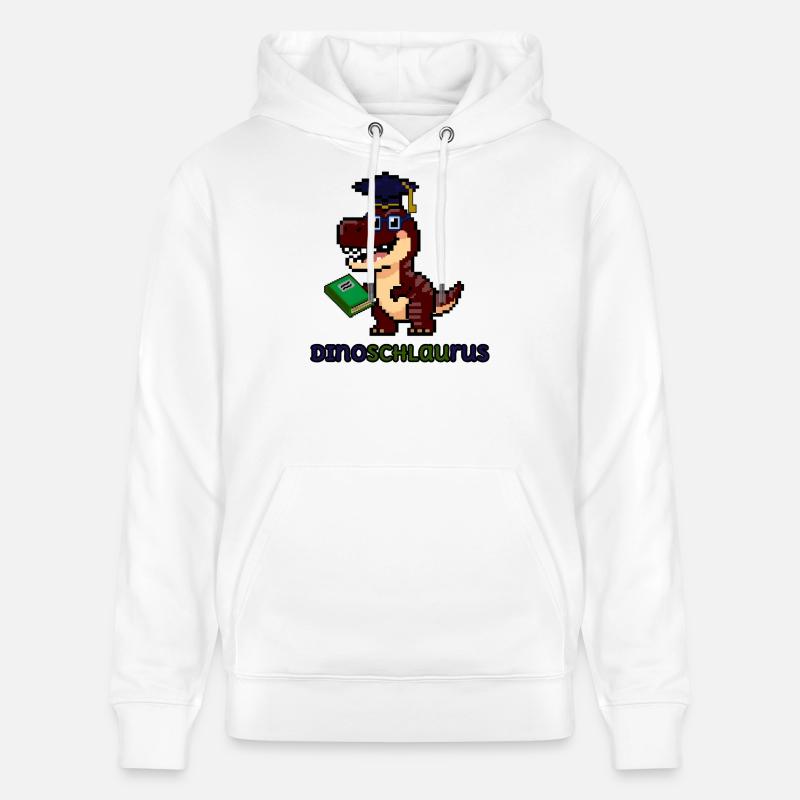 DinoSCHLAUrus - Pixel Art Dinosaurier mit Buch 🦖 - Stanley/Stella Unisex Bio-Hoodie CRUISER - Weiß