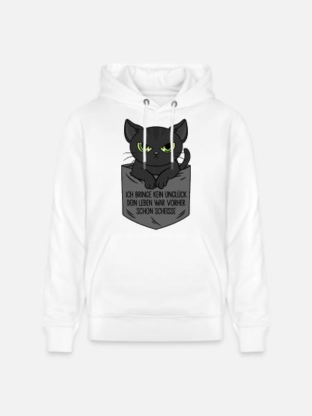 Ich bringe kein Unglück Schwarze Katze Brusttasche - Stanley/Stella Unisex Bio-Hoodie CRUISER - Weiß
