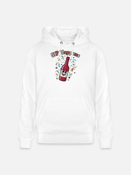 Sip Happens Party Bottle - Stanley/Stella CRUISER Unisex Organic Hoodie - white