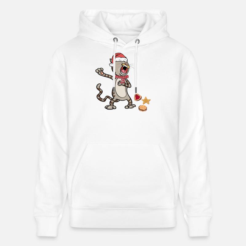 Chat de Noël - Sweat à capuche bio CRUISER Stanley/Stella Unisexe - blanc