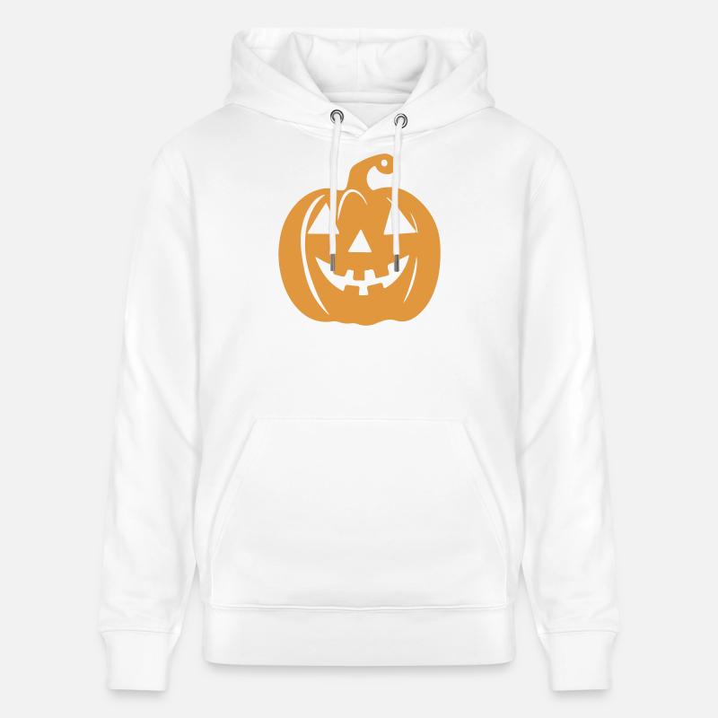 Motif Halloween Visage de citrouille - Sweat à capuche bio CRUISER Stanley/Stella Unisexe - blanc