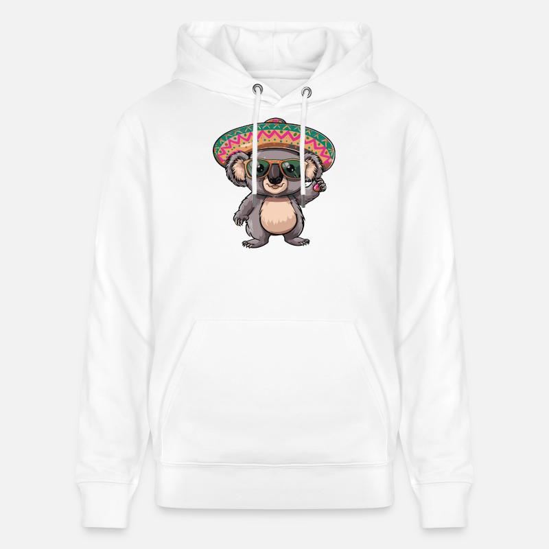 Koala Comic Sombrero drôle - Sweat à capuche bio CRUISER Stanley/Stella Unisexe - blanc