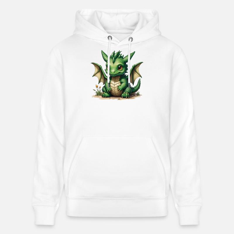 Petit Dragon Vert - Sweat à capuche bio CRUISER Stanley/Stella Unisexe - blanc