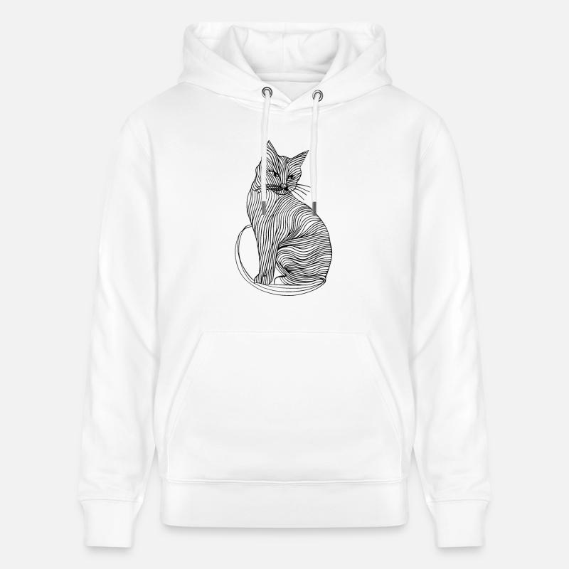 Lignes art chat #cat - Sweat à capuche bio CRUISER Stanley/Stella Unisexe - blanc