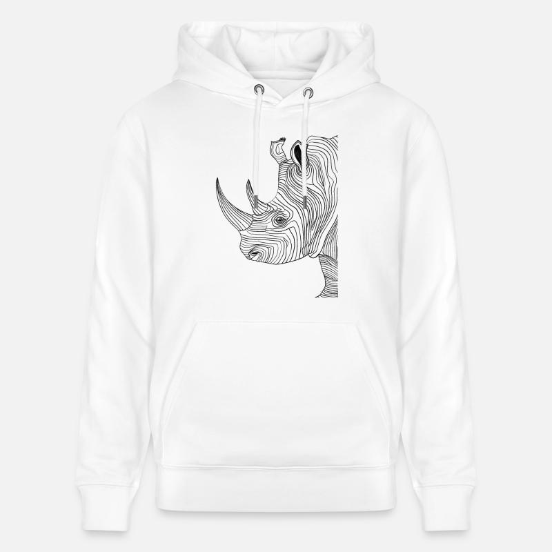 Lignes art rhinocéros #rhino - Sweat à capuche bio CRUISER Stanley/Stella Unisexe - blanc