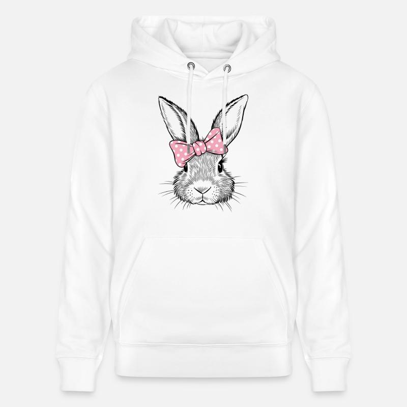 Lapin avec nœud rose - Sweat à capuche bio CRUISER Stanley/Stella Unisexe - blanc