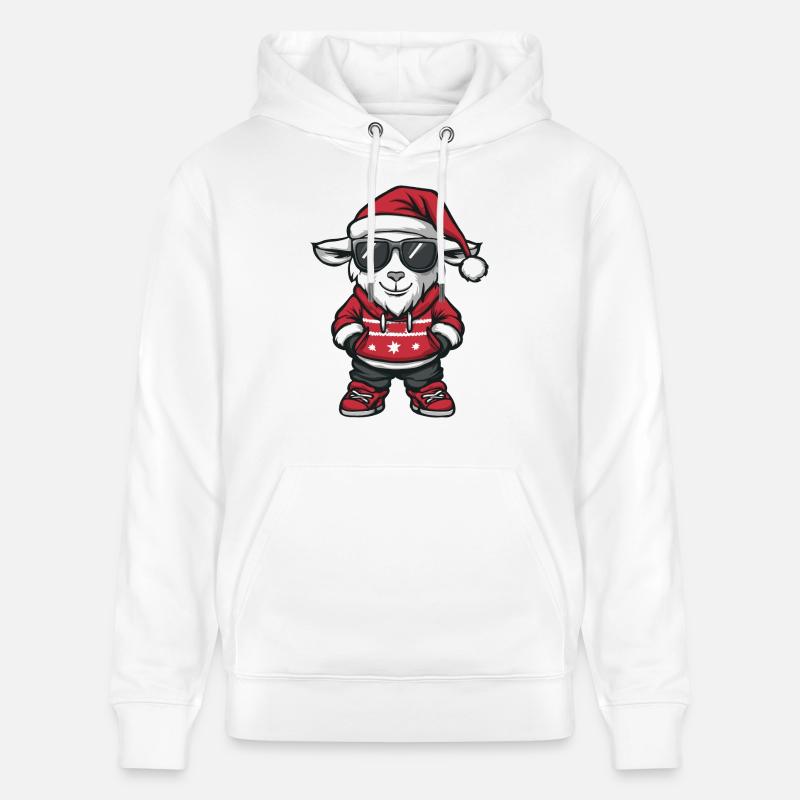 Noël de la chèvre Noël - Sweat à capuche bio CRUISER Stanley/Stella Unisexe - blanc