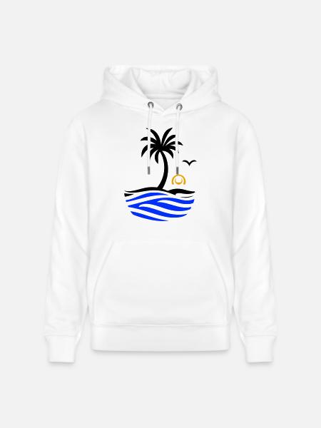 Ocean Palm Tree Summer - Stanley/Stella CRUISER Unisex Organic Hoodie - white