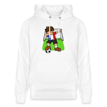 Frankreich Fußball Dabbing Kid Französisch Fußball - Stanley/Stella Unisex Bio-Hoodie CRUISER  - Weiß - Vorne - Alina (178cm) & Michal (187cm)
