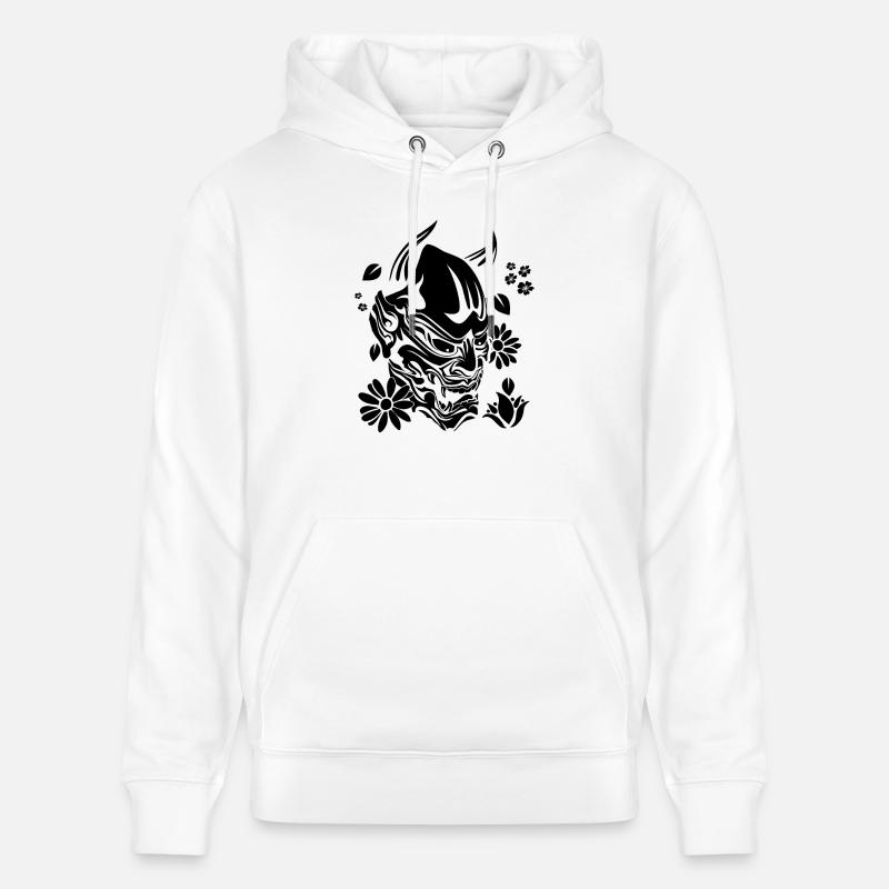 Diable avec des fleurs noires - Sweat à capuche bio CRUISER Stanley/Stella Unisexe - blanc
