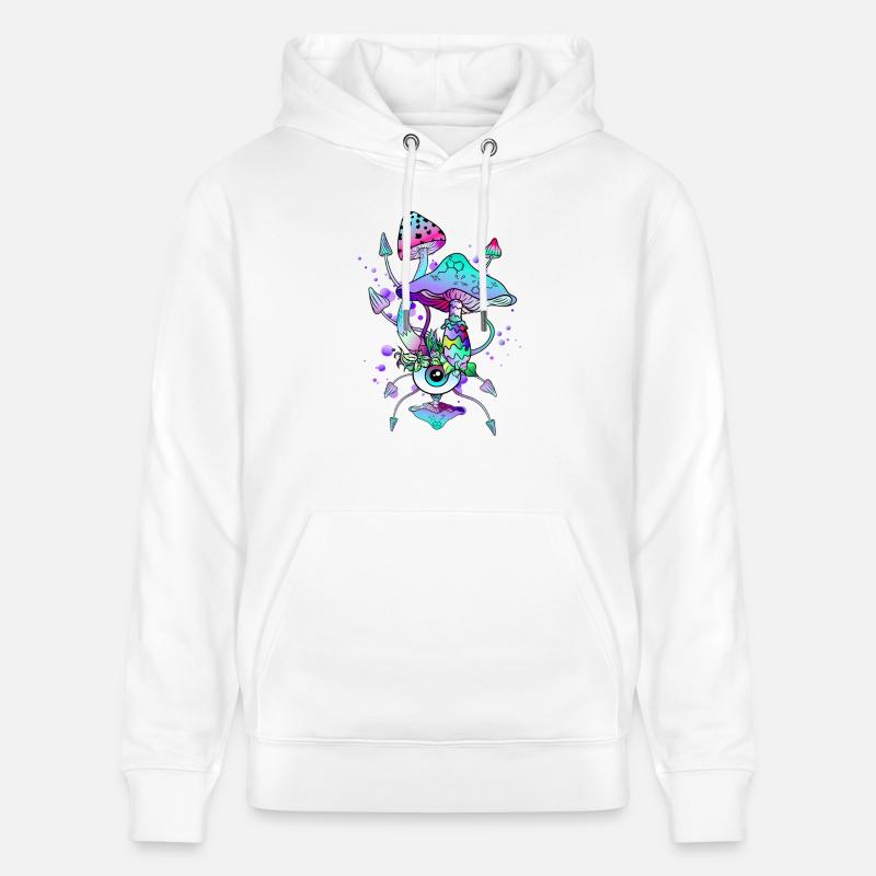 Trippy Neon Champignons Psychédéliques - Sweat à capuche bio CRUISER Stanley/Stella Unisexe - blanc