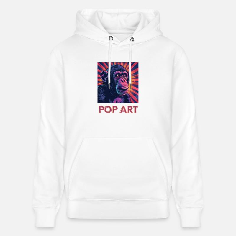 Singe Pop Art - Sweat à capuche bio CRUISER Stanley/Stella Unisexe - blanc