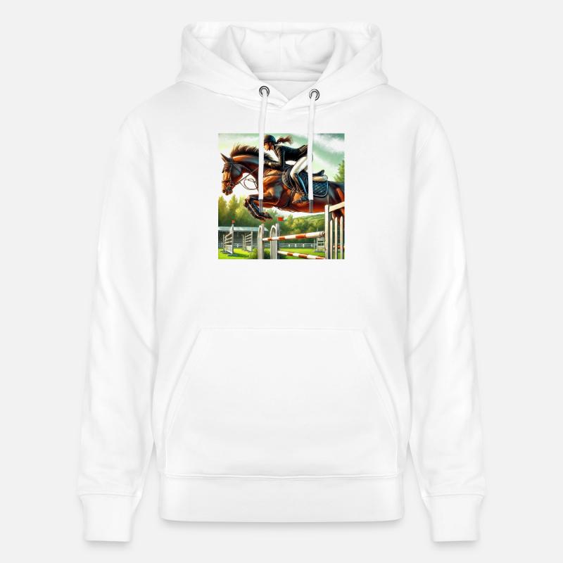 Cavalier de saut d’obstacles - Sweat à capuche bio CRUISER Stanley/Stella Unisexe - blanc