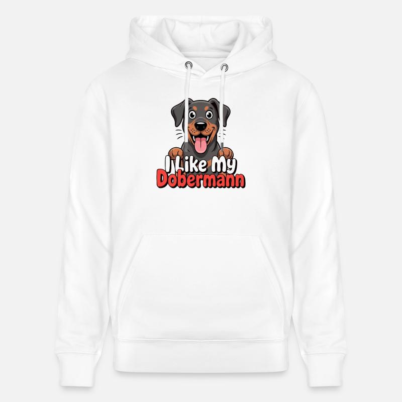 J’aime mon chien Doberman Love - Sweat à capuche bio CRUISER Stanley/Stella Unisexe - blanc