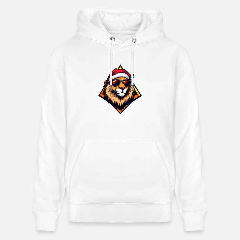 Lion Noël Cool - Sweat à capuche bio CRUISER Stanley/Stella Unisexe - blanc