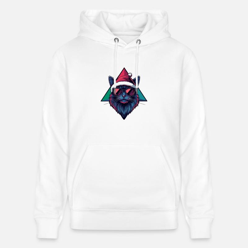 Chat Noël Cool - Sweat à capuche bio CRUISER Stanley/Stella Unisexe - blanc