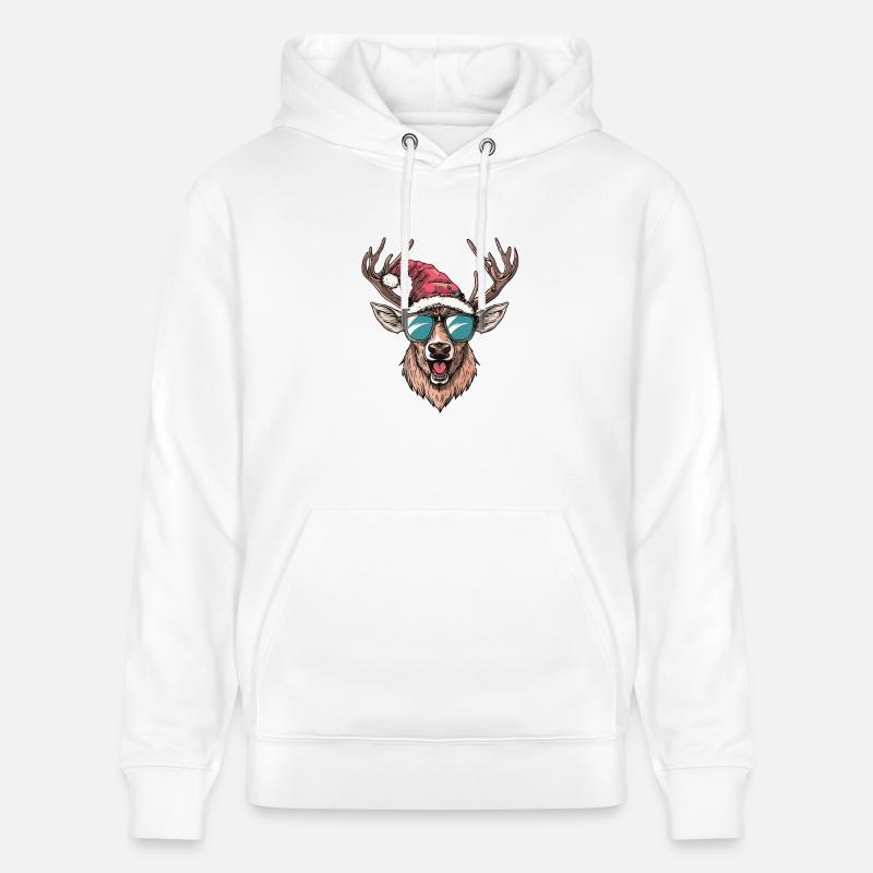 Cerf Noël Drôle - Sweat à capuche bio CRUISER Stanley/Stella Unisexe - blanc