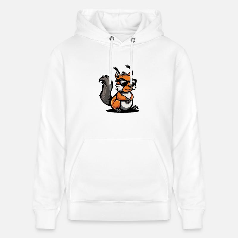 Écureuil Bande dessinée cool - Sweat à capuche bio CRUISER Stanley/Stella Unisexe - blanc