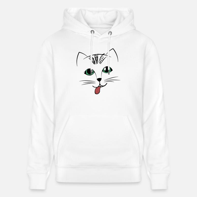 Visage de chat doux avec la langue - Sweat à capuche bio CRUISER Stanley/Stella Unisexe - blanc