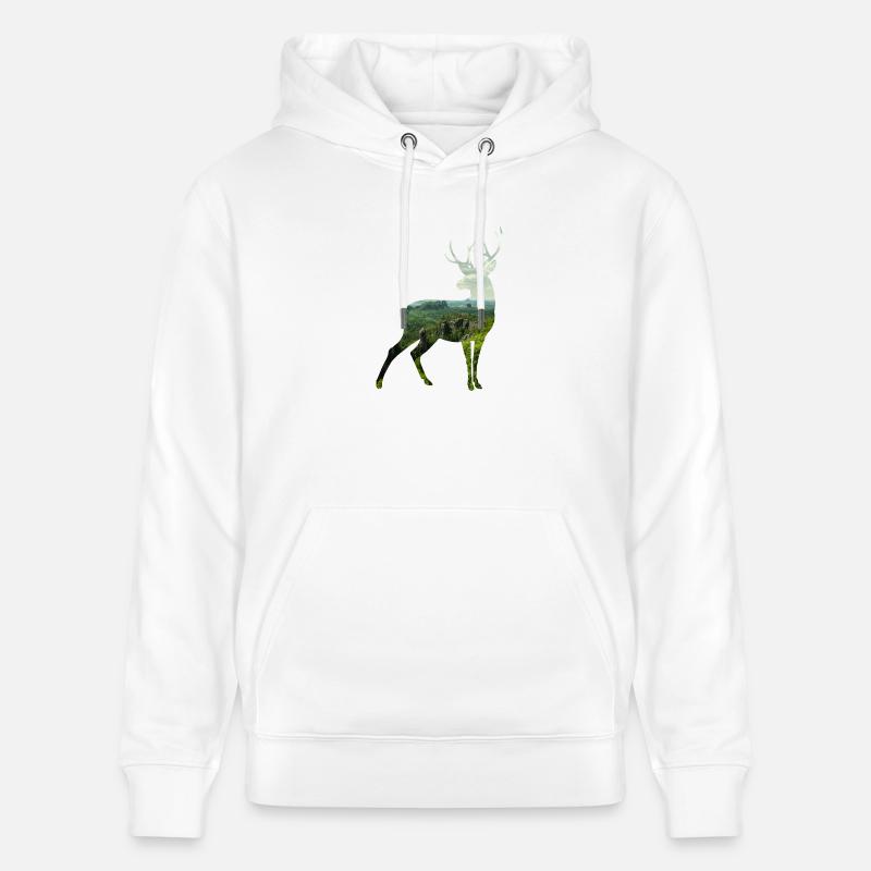 Cerf silhoutte - Sweat à capuche bio CRUISER Stanley/Stella Unisexe - blanc