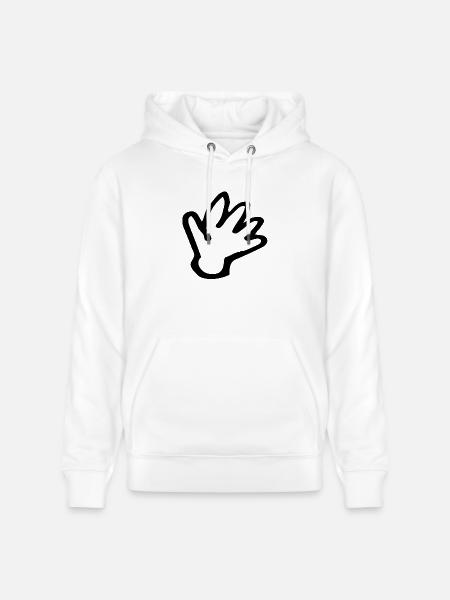 Waving Hand (Black) - Stanley/Stella CRUISER Unisex Organic Hoodie - white