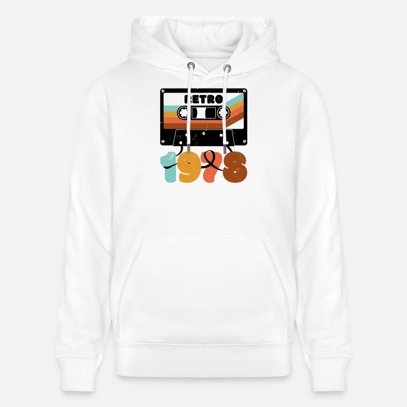 1978 Cassette de musique rétro - Sweat à capuche bio CRUISER Stanley/Stella Unisexe - blanc