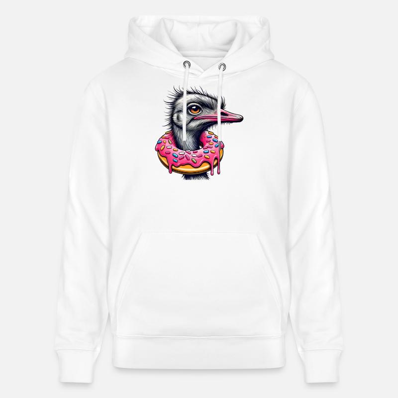 witziger Augenschmaus - Vogel Strauß mit Donut - Stanley/Stella Unisex Bio-Hoodie CRUISER  - Weiß