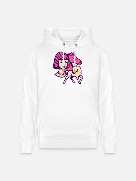 Pferdemädchen Pop-Art rosa - Stanley/Stella Unisex Bio-Hoodie CRUISER  - Weiß