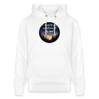 Bibelvers Christlich Religiös - Stanley/Stella Unisex Bio-Hoodie CRUISER  - Weiß - Vorne - Alina (178cm) & Michal (187cm)