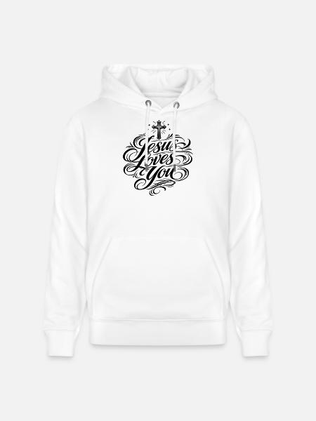 Jesus Liebt Dich Spruch - Stanley/Stella Unisex Bio-Hoodie CRUISER  - Weiß
