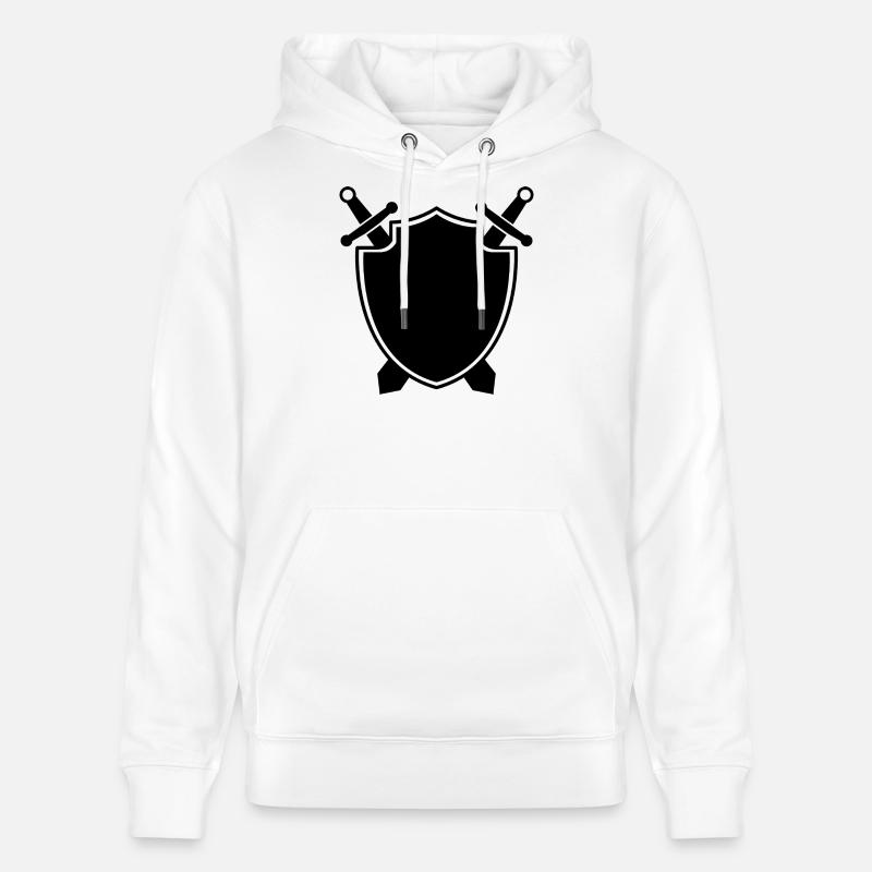 Bouclier médiéval avec épée - Sweat à capuche bio CRUISER Stanley/Stella Unisexe - blanc